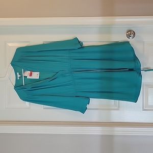 Teal tie waist dress